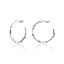 silver angled hoop earrings