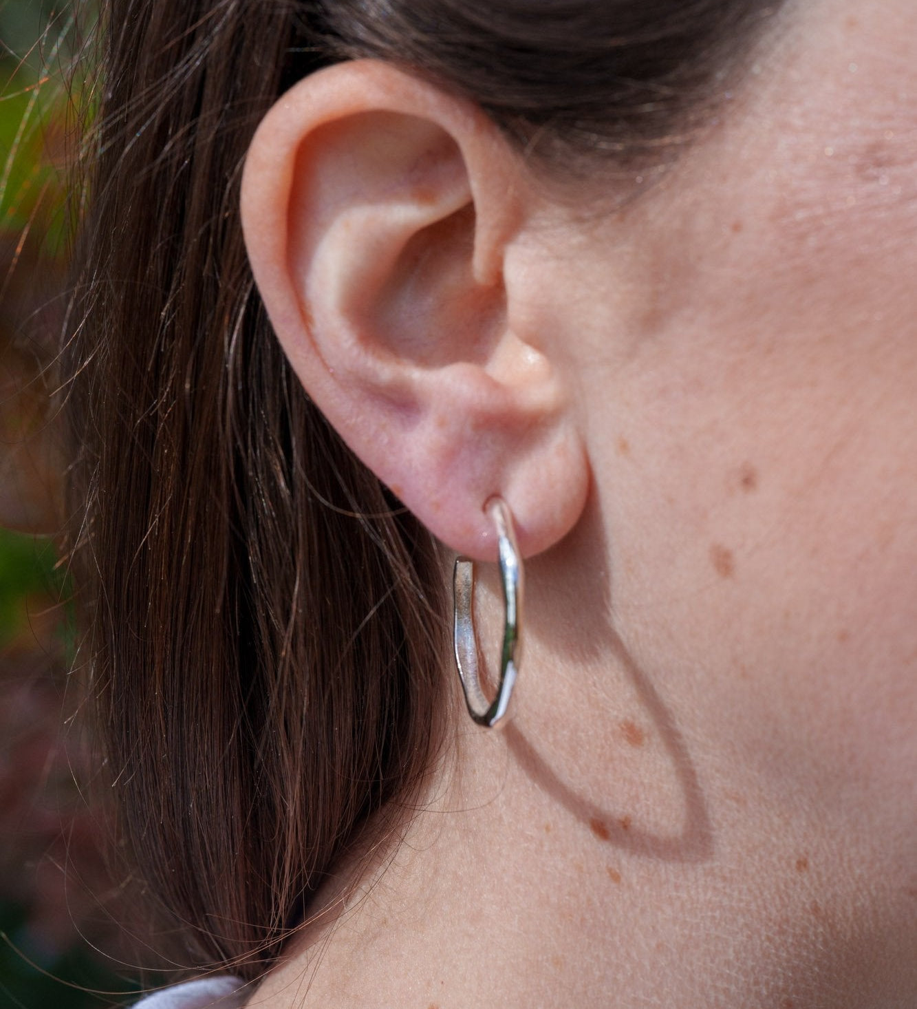 silver angled hoop earrings