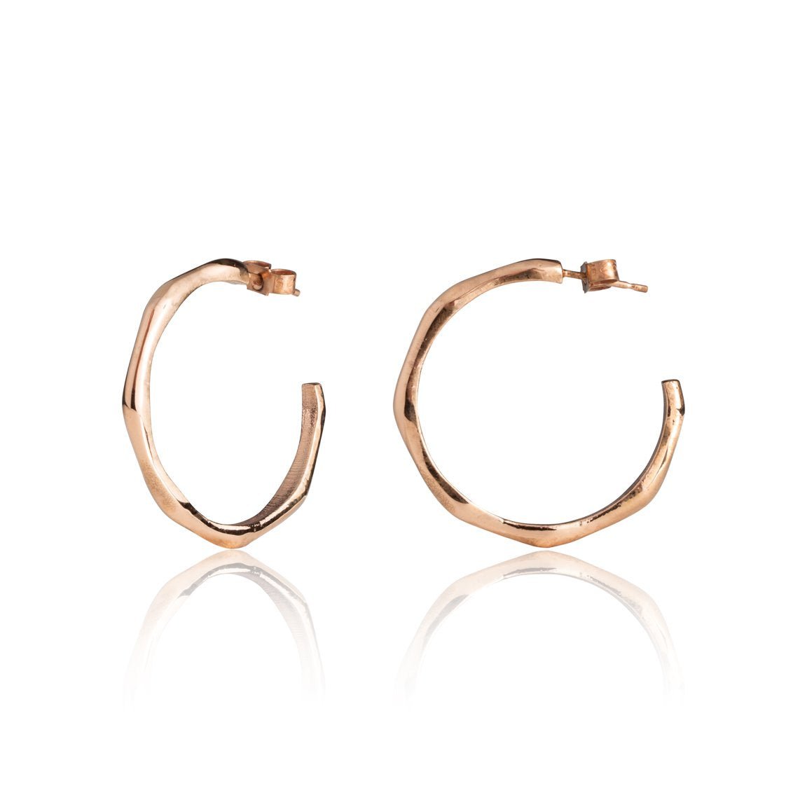 rose gold vermeil angled hoop earrings