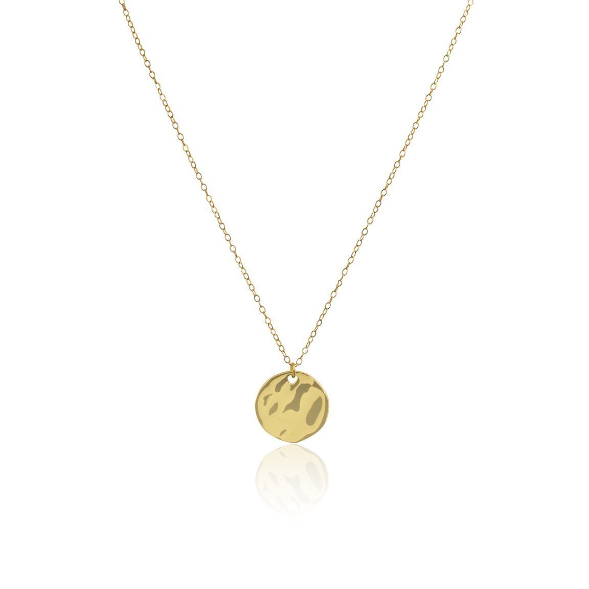 gold vermeil hammered pendant necklace