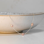 pink multi pearl silver chain necklace