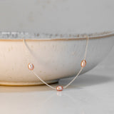 pink multi pearl silver chain necklace