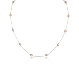 pink multi pearl silver chain necklace