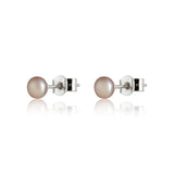 pink pearl silver stud earrings