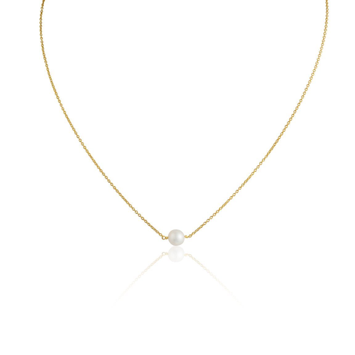 single white pearl yellow gold vermeil necklace