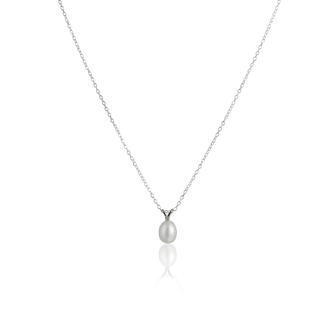 White Gold Drop Pearl Necklace - Livetta - 