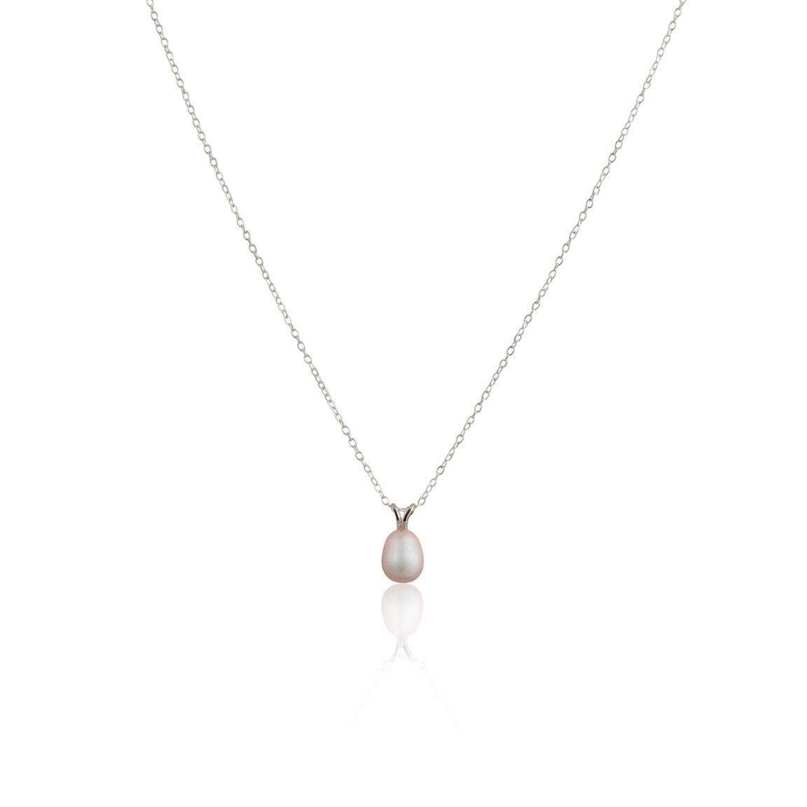 White Gold Drop Pearl Necklace - Livetta - 