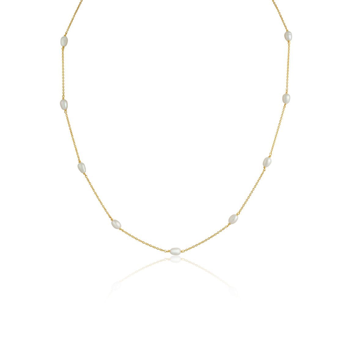 white multi pearl gold vermeil chain necklace