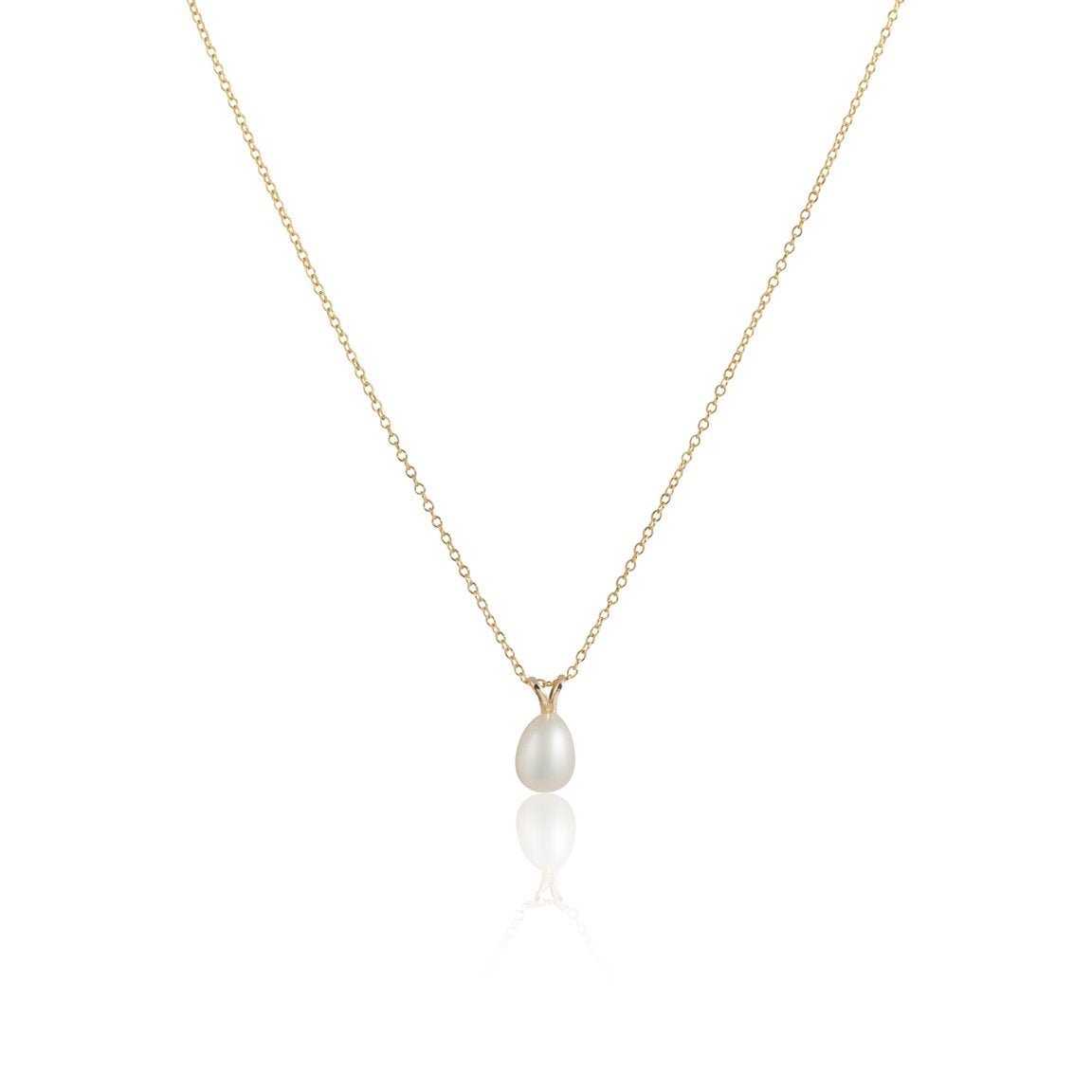 white pearl drop yellow gold chain necklace